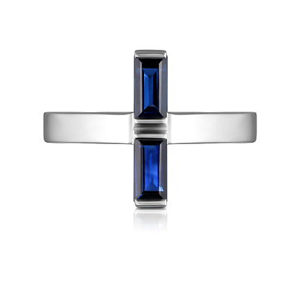 Кольцо из белого золота с сапфирами