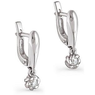 Серьги с английским замком из белого золота с бриллиантами
