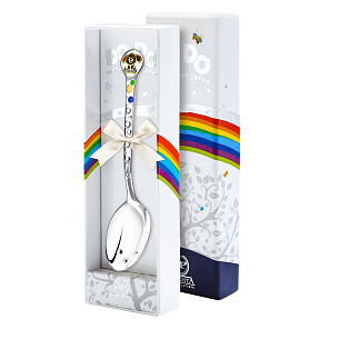 Ложка детская из серебра с золочением и эмалью