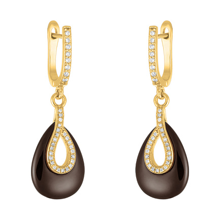 Серьги с английским замком из серебра с керамикой