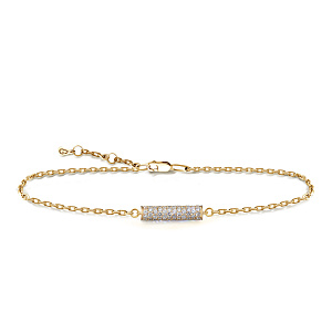 Браслет декоративный из желтого золота с бриллиантами, плетение якорное