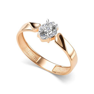 Кольцо из красного золота с бриллиантами