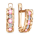 Серьги с английским замком из красного золота с фианитами