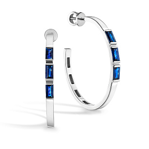 Серьги Конго из белого золота с сапфирами