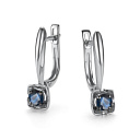 Серьги с английским замком из белого золота с сапфирами