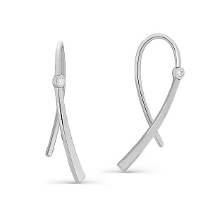 Серьги с английским замком из белого золота с бриллиантом