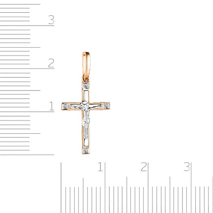 Крест ручной работы из красного золота с бриллиантами