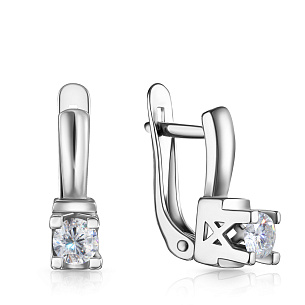 Серьги с английским замком из серебра с фианитом