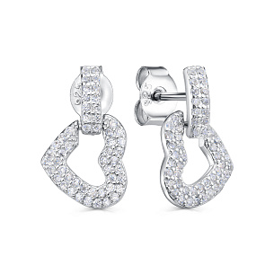 Серьги с английским замком из серебра с фианитом