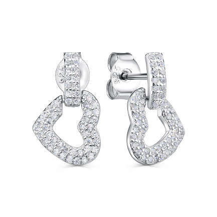 Серьги с английским замком из серебра с фианитами