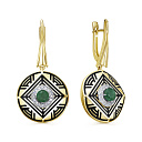 Серьги с английским замком из желтого золота с бриллиантами