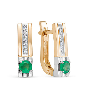 Серьги с английским замком из красного золота с бриллиантами