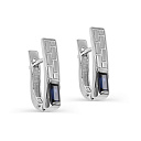 Серьги с английским замком из белого золота с сапфирами