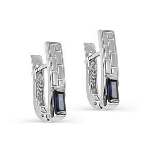 Серьги с английским замком из белого золота с сапфирами