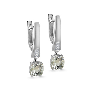 Серьги с английским замком из белого золота с бриллиантами