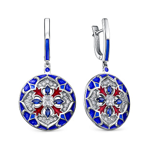 Серьги с английским замком из серебра с фианитом