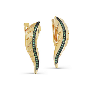 Серьги с английским замком из серебра с фианитом