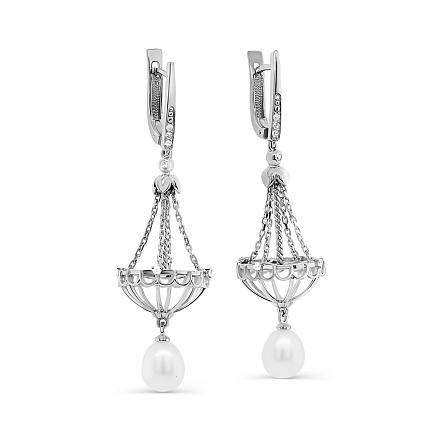 Серьги с английским замком из белого золота с бриллиантами