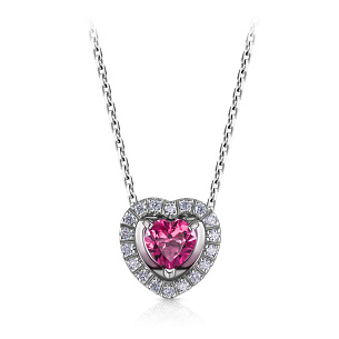 Колье из белого золота с бриллиантом, плетение якорное