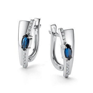 Серьги с английским замком из белого золота с бриллиантом