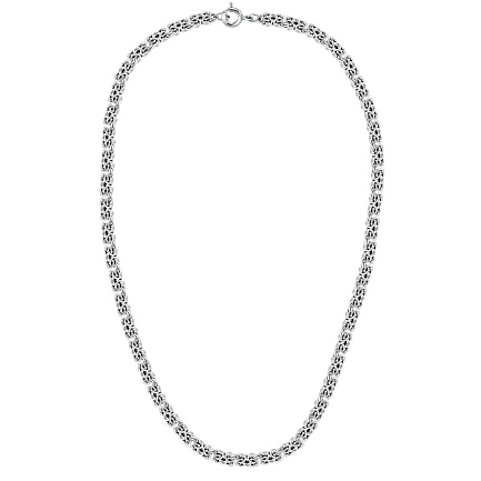 Цепь пустотелая из серебра, плетение византийское