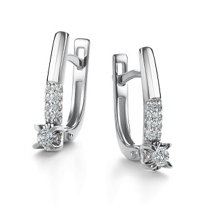 Серьги с английским замком из белого золота с бриллиантами