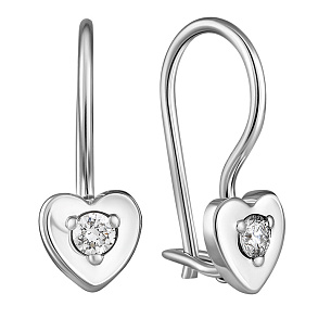 Серьги с французским замком из белого золота с бриллиантом