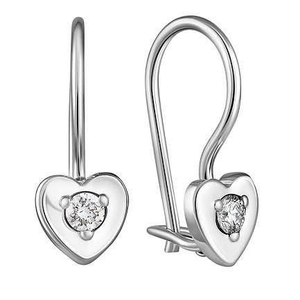 Серьги с французским замком из белого золота с бриллиантами