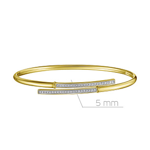 Браслет жесткий из желтого золота с бриллиантом