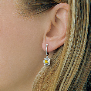 Серьги с английским замком из белого золота с бриллиантами