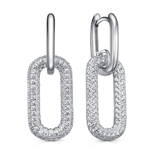 Серьги с английским замком из серебра с фианитом