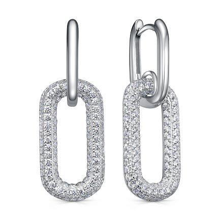 Серьги с английским замком из серебра с фианитом