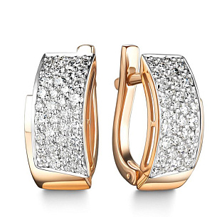 Серьги с английским замком из красного золота с бриллиантом