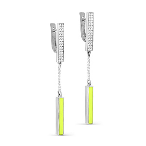 Серьги с английским замком из серебра с фианитами