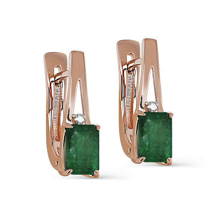 Серьги с английским замком из красного золота с бриллиантами