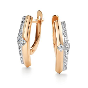 Серьги с английским замком из красного золота с бриллиантами