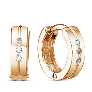 Серьги из красного золота с фианитом