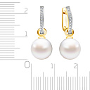 Серьги из желтого золота с бриллиантами, жемчугом