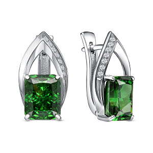 Серьги с английским замком из серебра с бриллиантами