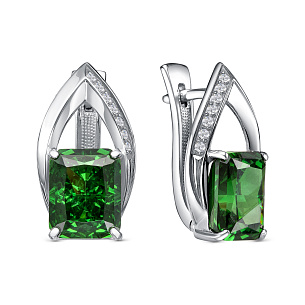 Серьги с английским замком из серебра с бриллиантом