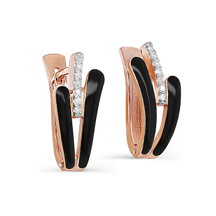 Серьги с английским замком из красного золота с бриллиантами