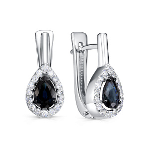 Серьги с английским замком из белого золота с бриллиантами