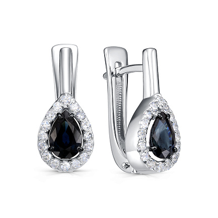 Серьги с английским замком из белого золота с бриллиантами