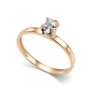 Кольцо из красного золота с бриллиантом