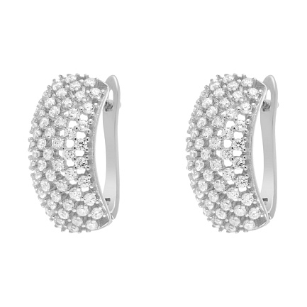 Серьги с английским замком из серебра с фианитами