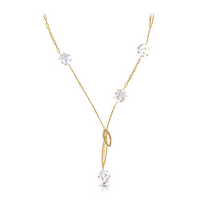 Колье из желтого золота с бриллиантами, жемчугом