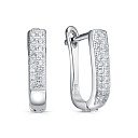 Серьги с английским замком из серебра с фианитами