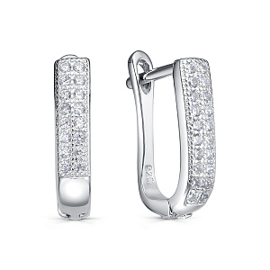 Серьги с английским замком из серебра с фианитами