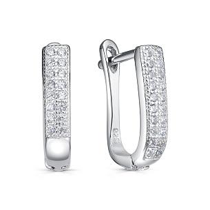 Серьги с английским замком из серебра с фианитом