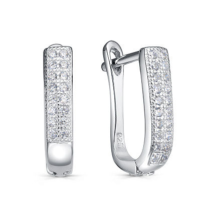 Серьги с английским замком из серебра с фианитами